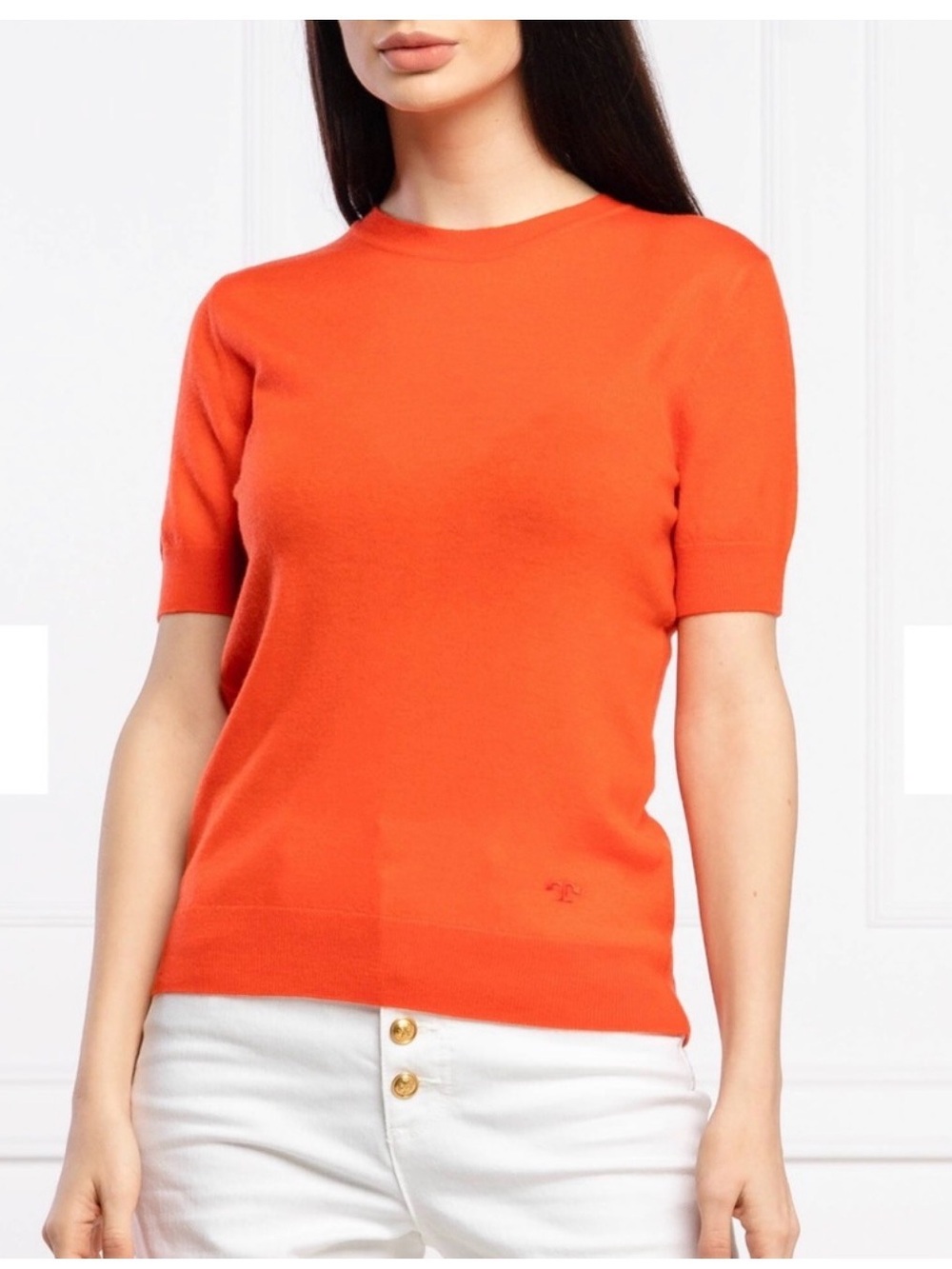 Tory Burch Short-Sleeve Iberia Cashmere Sweater